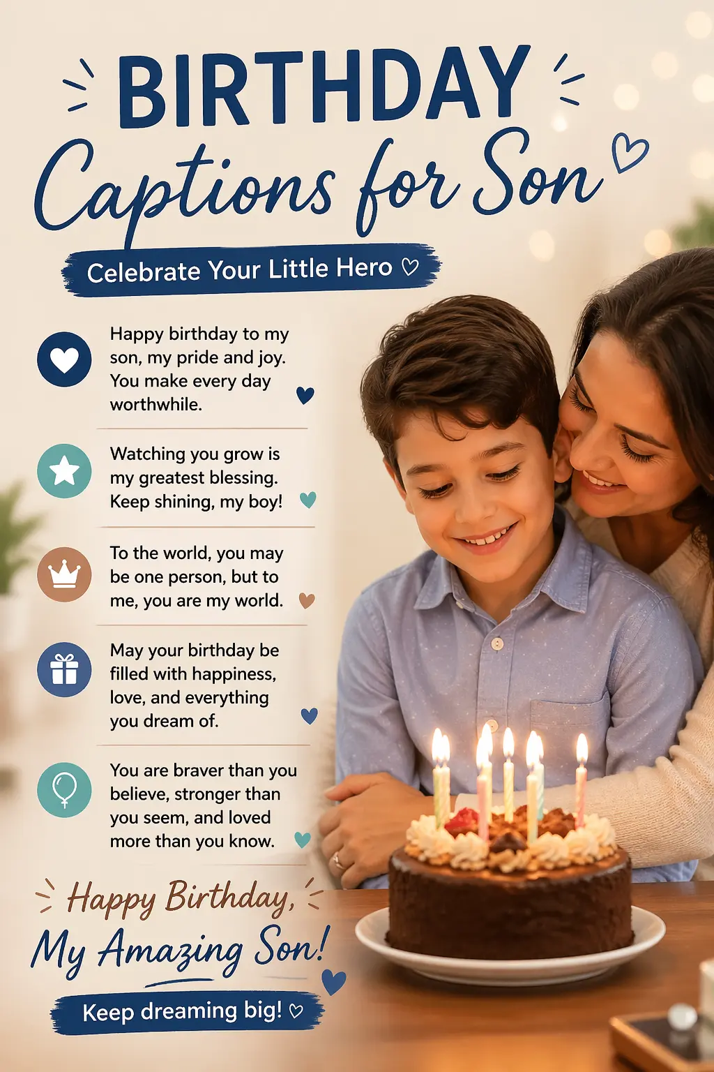 Heartwarming Birthday Captions for Son to Celebrate His Special Day 🎂💙
