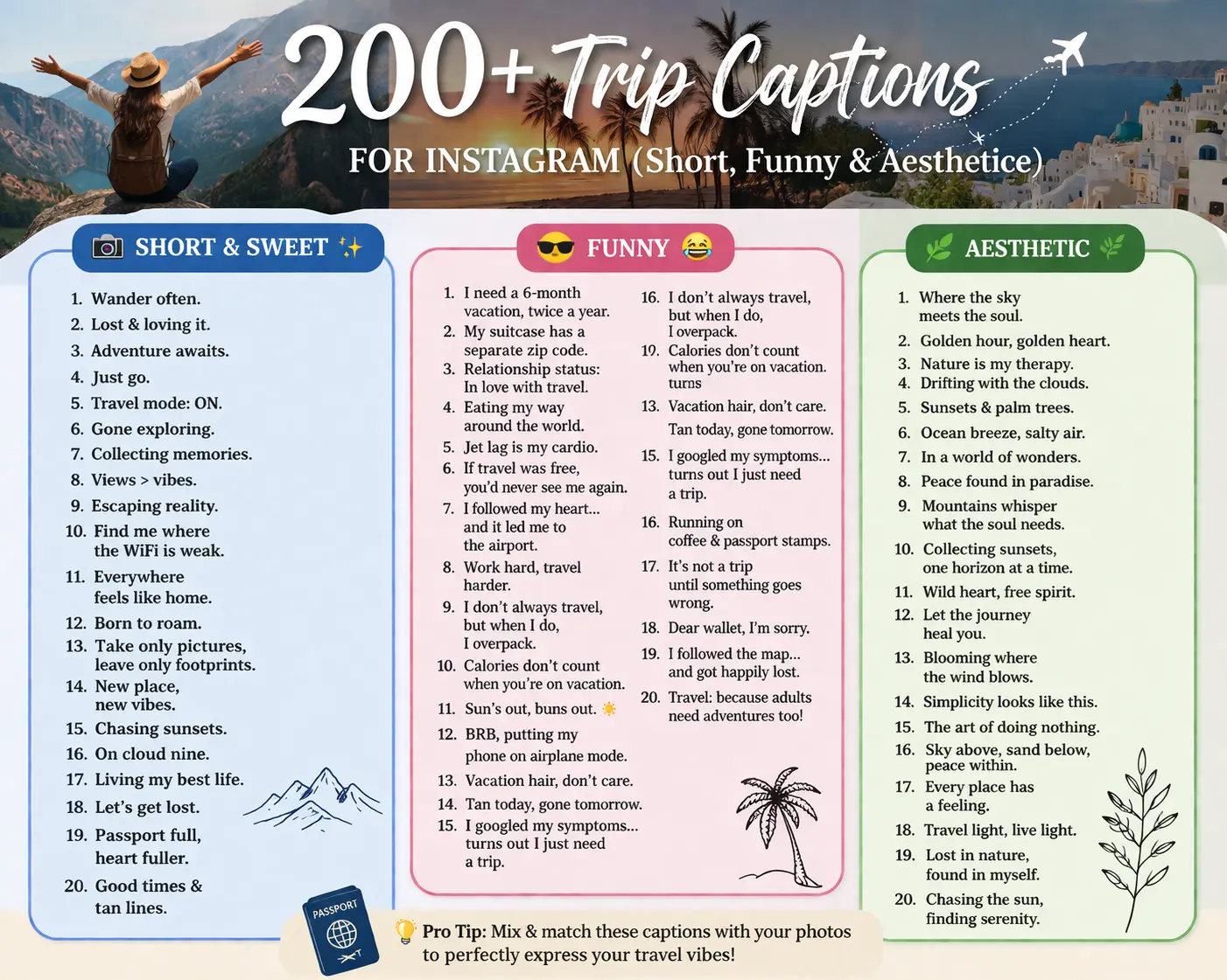 200+ Trip Captions for Instagram (Short, Funny & Aesthetic)